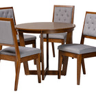 Baxton Studio Kala Modern Grey and Walnut Brown Wood 5-Piece Dining Set