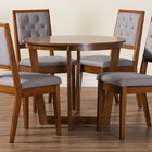 Baxton Studio Kala Modern Grey and Walnut Brown Wood 5-Piece Dining Set