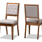 Baxton Studio Gideon Modern and Contemporary Grey Fabric Upholstered and Walnut Brown Finished Wood 2-Piece Dining Chair Set