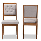 Baxton Studio Gideon Modern and Contemporary Grey Fabric Upholstered and Walnut Brown Finished Wood 2-Piece Dining Chair Set