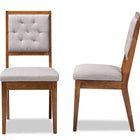 Baxton Studio Gideon Modern and Contemporary Grey Fabric Upholstered and Walnut Brown Finished Wood 2-Piece Dining Chair Set