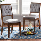 Baxton Studio Gideon Modern and Contemporary Grey Fabric Upholstered and Walnut Brown Finished Wood 2-Piece Dining Chair Set