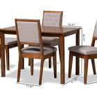 Baxton Studio Suvi Modern and Contemporary Grey Fabric Upholstered and Walnut Brown Finished Wood 5-Piece Dining Set