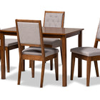 Baxton Studio Suvi Modern and Contemporary Grey Fabric Upholstered and Walnut Brown Finished Wood 5-Piece Dining Set