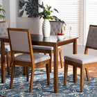Baxton Studio Suvi Modern and Contemporary Grey Fabric Upholstered and Walnut Brown Finished Wood 5-Piece Dining Set