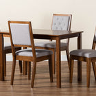 Baxton Studio Suvi Modern and Contemporary Grey Fabric Upholstered and Walnut Brown Finished Wood 5-Piece Dining Set