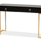 Baxton Studio Beagan Modern and Contemporary Black Finished Wood and Gold Metal 2-Drawer Console Table