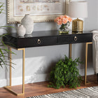 Baxton Studio Beagan Modern and Contemporary Black Finished Wood and Gold Metal 2-Drawer Console Table