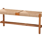 Baxton Studio Saura Mid-Century Modern Oak Brown Finished Wood and Hemp Dining Bench