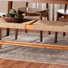 Baxton Studio Saura Mid-Century Modern Oak Brown Finished Wood and Hemp Dining Bench
