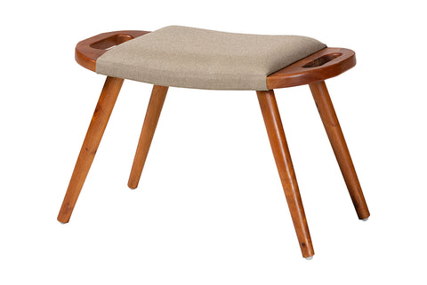 Baxton Studio Banner Mid-Century Modern Light Brown Fabric Upholstered and Oak Brown Finished Wood Accent Bench