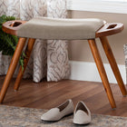 Baxton Studio Banner Mid-Century Modern Light Brown Fabric Upholstered and Oak Brown Finished Wood Accent Bench