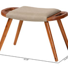 Baxton Studio Banner Mid-Century Modern Light Brown Fabric Upholstered and Oak Brown Finished Wood Accent Bench