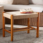 Baxton Studio Saura Mid-Century Modern Oak Brown Finished Wood and Hemp Accent Bench