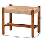 Baxton Studio Saura Mid-Century Modern Oak Brown Finished Wood and Hemp Accent Bench