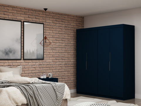 Manhattan Comfort Mulberry Contemporary Modern 9-Piece Wardrobe Closet in Midnight Blue