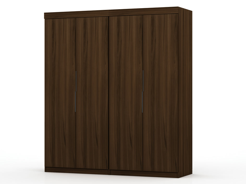 Manhattan Comfort Mulberry Contemporary Modern 9-Piece Wardrobe Closet in Chestnut Brown