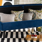 Baxton Studio Caine Modern and Contemporary Navy Blue Velvet Fabric Upholstered and Dark Brown Finished Wood Storage Bench
