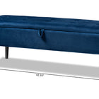 Baxton Studio Caine Modern and Contemporary Navy Blue Velvet Fabric Upholstered and Dark Brown Finished Wood Storage Bench