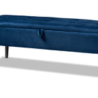 Baxton Studio Caine Modern and Contemporary Navy Blue Velvet Fabric Upholstered and Dark Brown Finished Wood Storage Bench