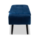 Baxton Studio Caine Modern and Contemporary Navy Blue Velvet Fabric Upholstered and Dark Brown Finished Wood Storage Bench