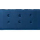 Baxton Studio Caine Modern and Contemporary Navy Blue Velvet Fabric Upholstered and Dark Brown Finished Wood Storage Bench