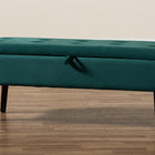 Baxton Studio Caine Modern and Contemporary Green Velvet Fabric Upholstered and Dark Brown Finished Wood Storage Bench