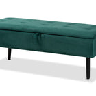 Baxton Studio Caine Modern and Contemporary Green Velvet Fabric Upholstered and Dark Brown Finished Wood Storage Bench