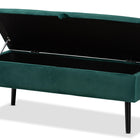 Baxton Studio Caine Modern and Contemporary Green Velvet Fabric Upholstered and Dark Brown Finished Wood Storage Bench