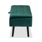 Baxton Studio Caine Modern and Contemporary Green Velvet Fabric Upholstered and Dark Brown Finished Wood Storage Bench