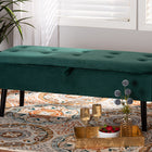 Baxton Studio Caine Modern and Contemporary Green Velvet Fabric Upholstered and Dark Brown Finished Wood Storage Bench
