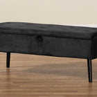 Baxton Studio Caine Modern and Contemporary Black Velvet Fabric Upholstered and Dark Brown Finished Wood Storage Bench