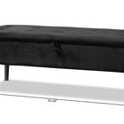 Baxton Studio Caine Modern and Contemporary Black Velvet Fabric Upholstered and Dark Brown Finished Wood Storage Bench