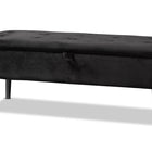 Baxton Studio Caine Modern and Contemporary Black Velvet Fabric Upholstered and Dark Brown Finished Wood Storage Bench
