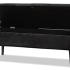 Baxton Studio Caine Modern and Contemporary Black Velvet Fabric Upholstered and Dark Brown Finished Wood Storage Bench