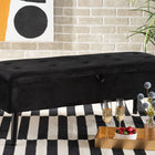 Baxton Studio Caine Modern and Contemporary Black Velvet Fabric Upholstered and Dark Brown Finished Wood Storage Bench