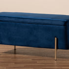 Baxton Studio Rockwell Contemporary Glam and Luxe Navy Blue Velvet Fabric Upholstered and Gold Finished Metal Storage Bench