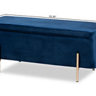 Baxton Studio Rockwell Contemporary Glam and Luxe Navy Blue Velvet Fabric Upholstered and Gold Finished Metal Storage Bench