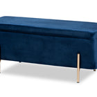 Baxton Studio Rockwell Contemporary Glam and Luxe Navy Blue Velvet Fabric Upholstered and Gold Finished Metal Storage Bench