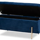 Baxton Studio Rockwell Contemporary Glam and Luxe Navy Blue Velvet Fabric Upholstered and Gold Finished Metal Storage Bench