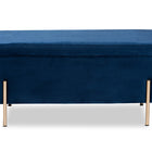 Baxton Studio Rockwell Contemporary Glam and Luxe Navy Blue Velvet Fabric Upholstered and Gold Finished Metal Storage Bench