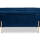 Baxton Studio Rockwell Contemporary Glam and Luxe Navy Blue Velvet Fabric Upholstered and Gold Finished Metal Storage Bench