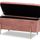 Baxton Studio Rockwell Contemporary Glam and Luxe Blush Pink Velvet Fabric Upholstered and Gold Finished Metal Storage Bench