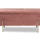 Baxton Studio Rockwell Contemporary Glam and Luxe Blush Pink Velvet Fabric Upholstered and Gold Finished Metal Storage Bench