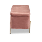 Baxton Studio Rockwell Contemporary Glam and Luxe Blush Pink Velvet Fabric Upholstered and Gold Finished Metal Storage Bench