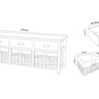 Baxton Studio Mabyn Modern and Contemporary Light Grey Finished Wood 3-Drawer Storage Bench with Baskets