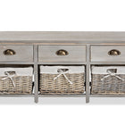 Baxton Studio Mabyn Modern and Contemporary Light Grey Finished Wood 3-Drawer Storage Bench with Baskets