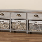 Baxton Studio Mabyn Modern and Contemporary Light Grey Finished Wood 3-Drawer Storage Bench with Baskets