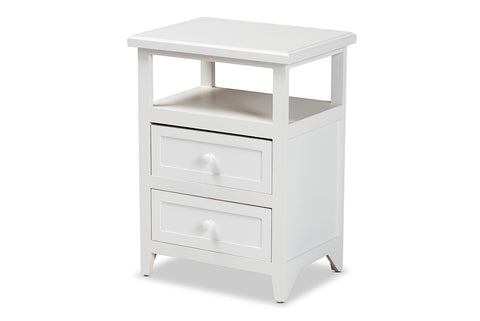 Baxton Studio Karsen Modern and Contemporary White Finished Wood 2-Drawer End Table