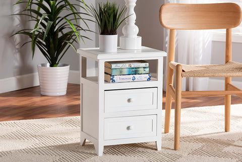 Baxton Studio Karsen Modern and Contemporary White Finished Wood 2-Drawer End Table